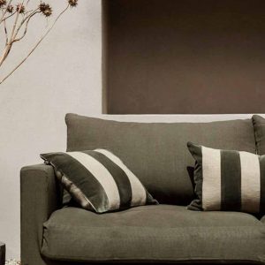 Housse de coussin rayures velour et lin  – Brisbane – Harmony – Haomy