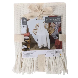 Plaid gauffré en coton - Blanc