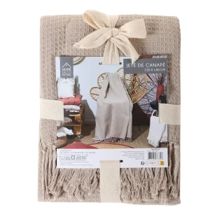 Plaid gauffré en coton - Beige